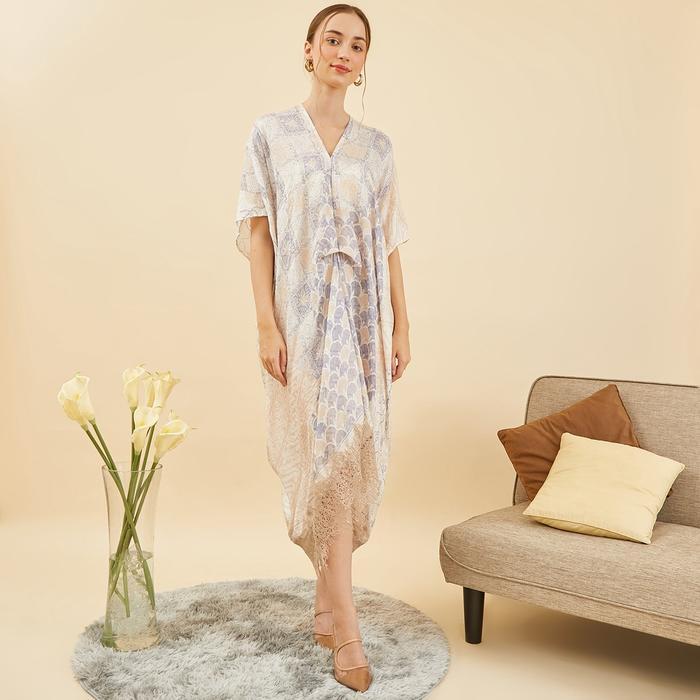 Nayara Dress Batik Anneta / Batik Viscose / Batik Viscose Wanita Motif Baju Midi Brokat Tunik