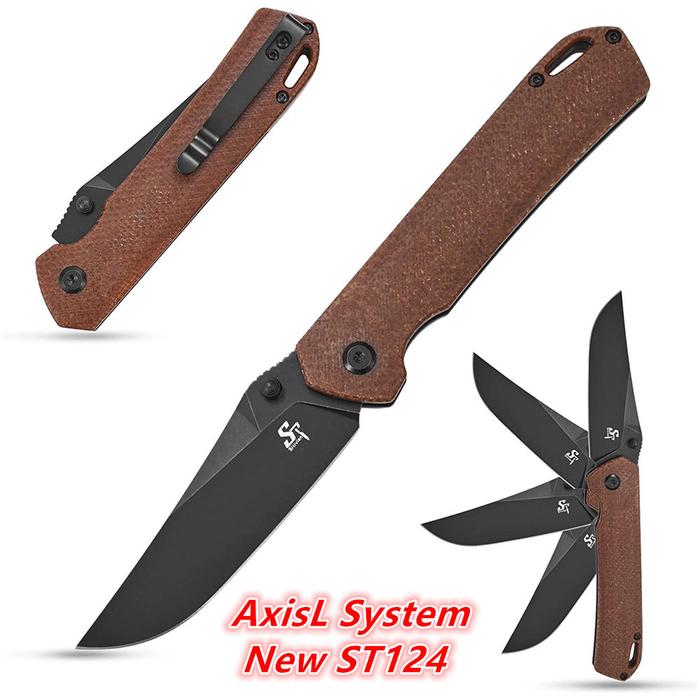 Sitivien ST124 D2 Ball Bearing AxisL Folding Micarta G10 Camping