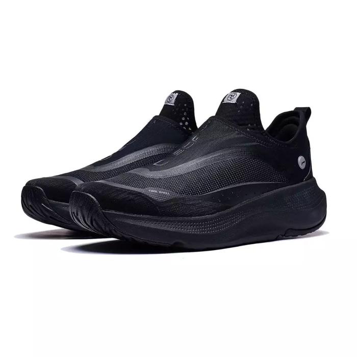 sepatu Li-Ning slip on hitam all black slip ins lining soft go unlaced slipon preloved bekas not ske