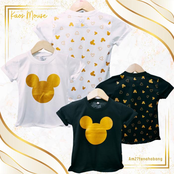 KAOS MOUSE ANAK 3 BULAN S/D 10 TAHUN SABLON FOIL EMAS