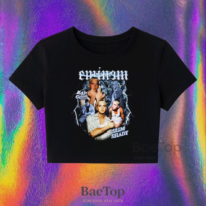 CROP TOP EMINEM RAP GOD Y2K RAPTEE / CROP TOP TEE / CROP TOP HITAM / CROP TOP PUTIH / CROP Y2K / BOO