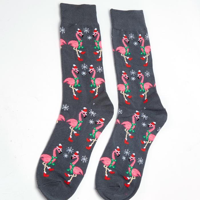 Fashion Combed Cotton Men Socks Casual Harajuku Cartoon UFO Cat Frog Flamingo Hip Hop Skateboard Cre