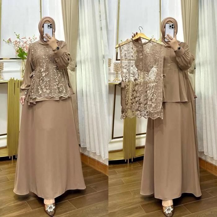 TERJAMIN Dress Wanita Claudia Dress Korea Muslim  Tunik  Kondangan  Simple Modern Dress Hitam OOTD B