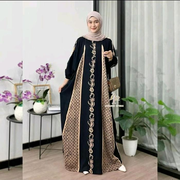 Kaftan Motif FATMA Rayon Tebal Jumbo Ld 180 cm Muslim Wanita Gamis murah daster Kaftan abaya tule si