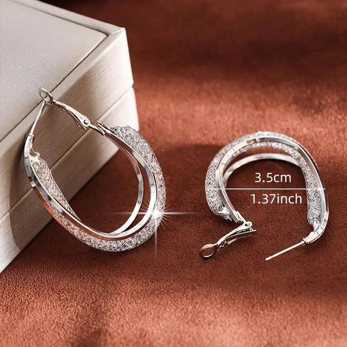 Gold Color Crystal Stone Hoop Earrings Twisted l Shape Si er Plating New Fashion Women Earrings Part
