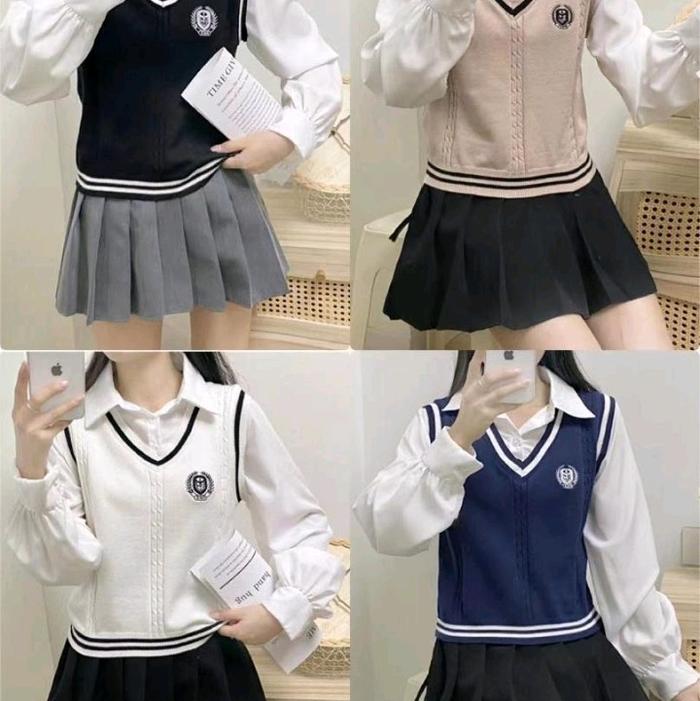 Blus Rajut set rompi premium