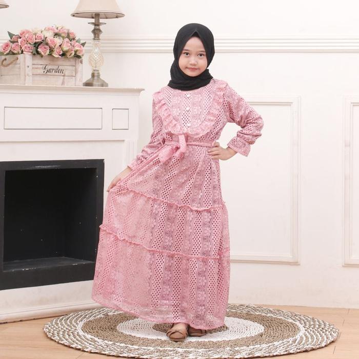 ELBISE - Gamis Anak Classic Baju Lebaran Dress Muslim Brokat Shabby