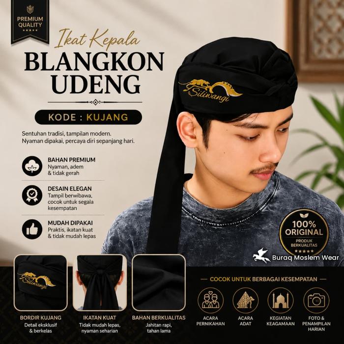 Blangkon Sunda Bordir Sliwangi Kujang Ukuran Dewasa All Size Bahan Katun Lembut Nyaman Dipakai denga