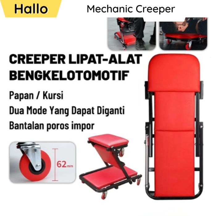 Creeper Mekanik Kursi Bengkel Mobil Lipat Papan Servis Roda