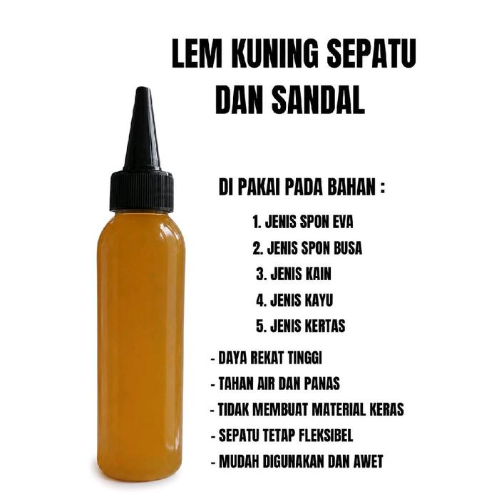Lem Kuning Sepatu dan Sandal untuk Bahan Spon Eva Busa Kain Kayu Kertas Daya Rekat Tinggi Tahan Air 
