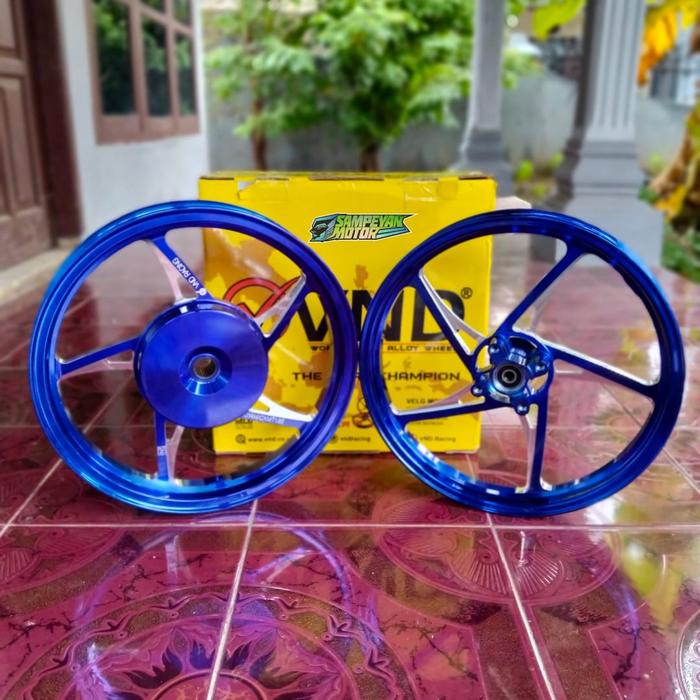 Velg Veleg Vlg Depan Belakang Merk Vnd Type Kzr Model CNC Warna Biru Ring 14an 160/185 Pnp Vario 125