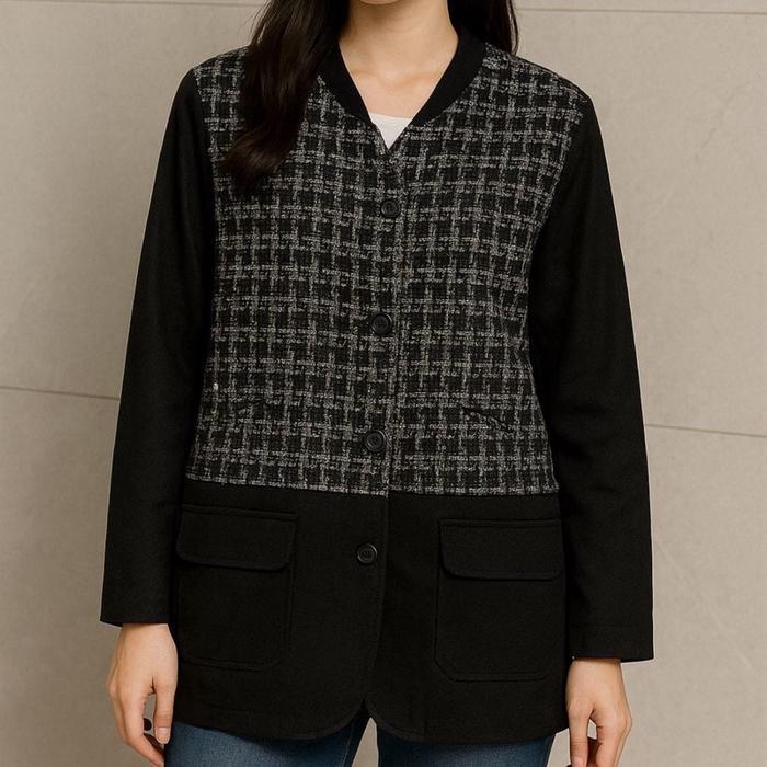 JIZEE-ATASAN WANITA-BLAZER SET VEST TARTAN LUCU KOREAN Panjang SABILA