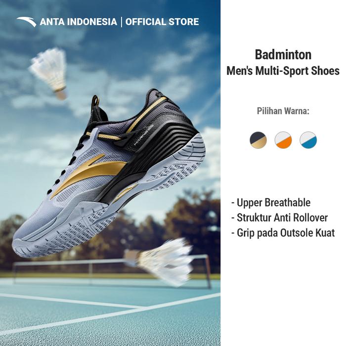 ANTA Men Sepatu Badminton Pria Sepatu Tenis Meja Sepatu Bulutangkis Anti Selip Ringan dan Tangguh 91