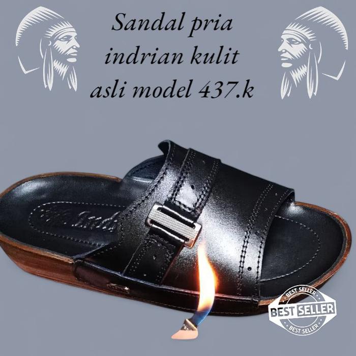Sandal pria Indrian original model/401/437 bahan kulit asli nyaman dan tidak licin empuk saat diguna