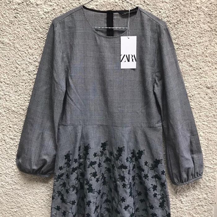 Zara Tartan Embroidery tunik Dress