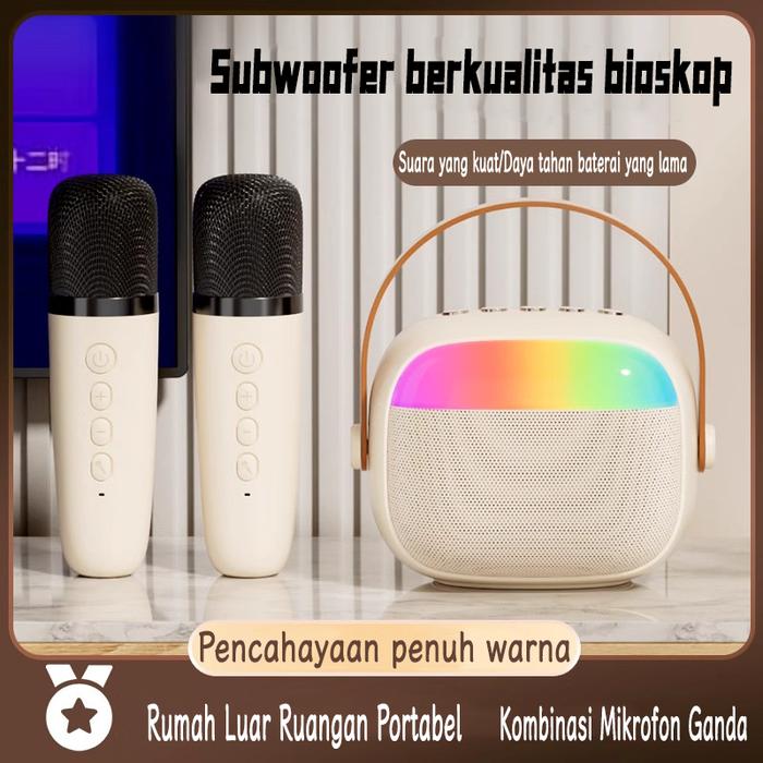 [COD]Speaker Bluetooth Karaoke 2 Set Mic Mini Speaker Karaoke Portable Karaoke Bluetooth Speaker Por