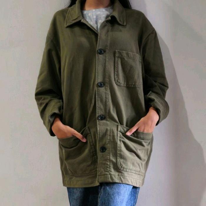 Uniqlo Chore Jacket in Washed Olive size L