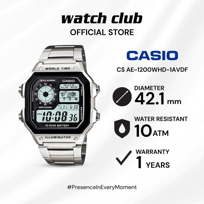 Casio - Jam Tangan Pria Tali Stainless Steel Casio Standard CS AE-1200WHD-1AVDF - SKW