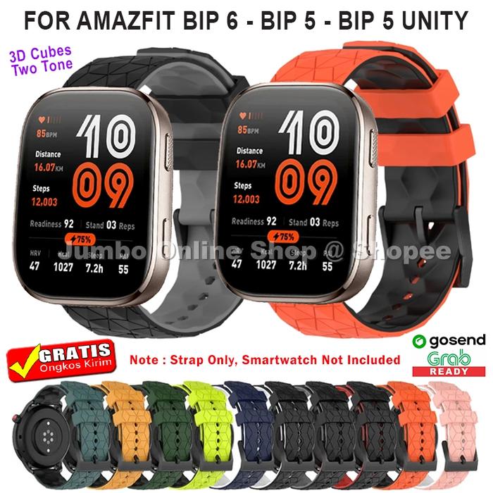 Strap Tali Jam For Amazfit BIP 6 - BIP 5 - BIP 5 Unity - BIP6 - Model 3D Cubes Two Tone Rubber Silic