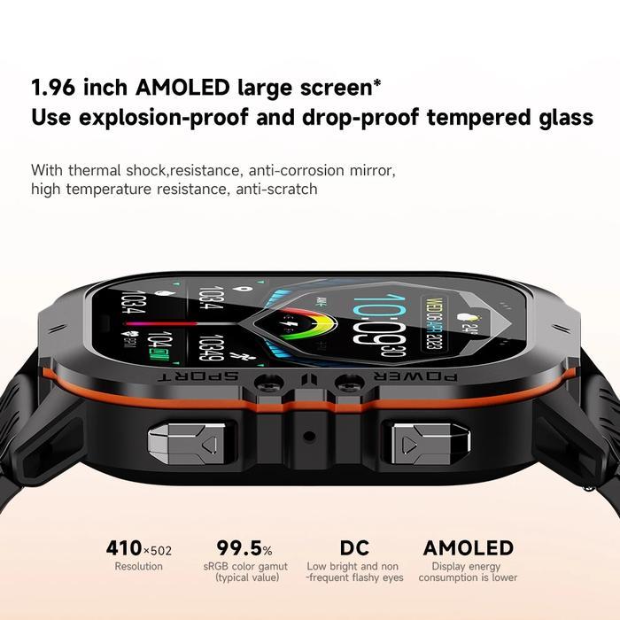 C26 SmartWatch 1.96" AMOLED 1ATM Waterproof Men olahraga, outdoor.