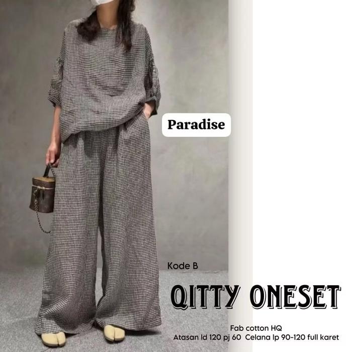 Qitty Oneset kotak-kotak Setelan Kotak-kotak premium
