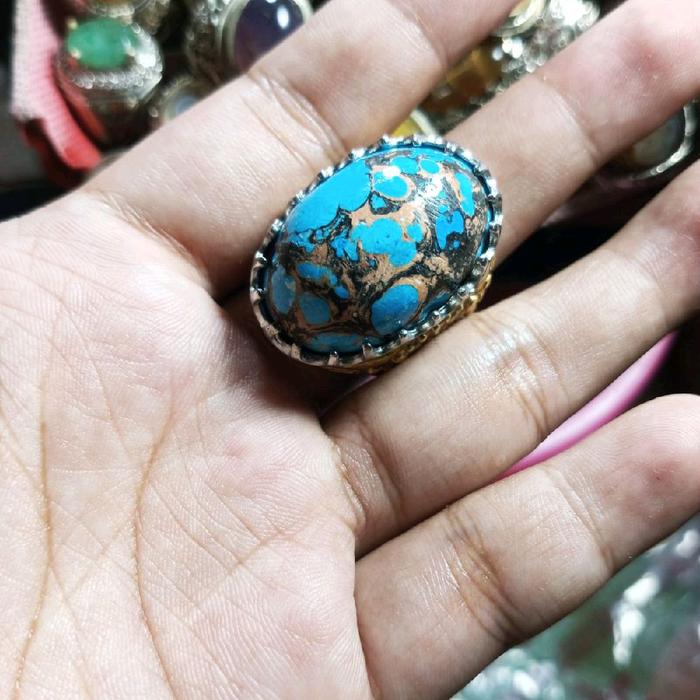 cincin pirus Mesir_ serat  emas natural batu akik