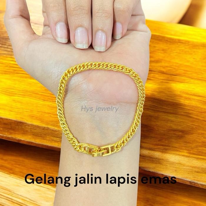 Gelang jalin lapis emas 24karat