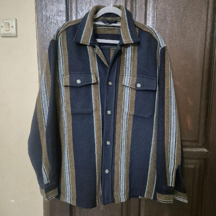 JAKET WOOL PRIA/COWOK ZARA NAVY ORIGINAL