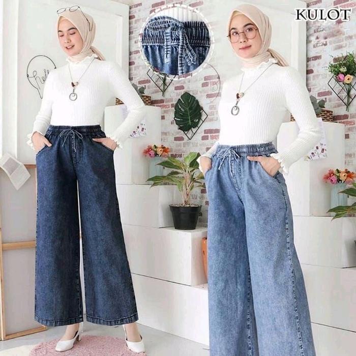 KULOT JEANS JUMBO  XXL BB 55 SAMPAI 80 KG /CELANA JEANS PANJANG WANITA HITAM BIRU RAWIS DAN LIPAT PR