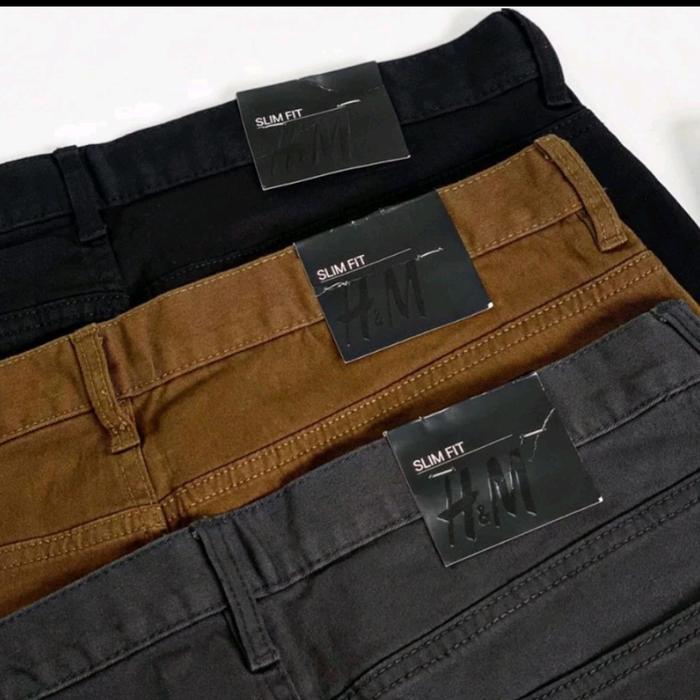 Celana HM Chinos Twill trousers Slim fit & Skinny fit Full Label & Tag / Celana Panjang Pria / Celan