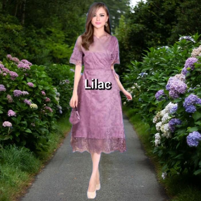 Midi Dress Pesta Wanita Kimono Korea Natal Gaun Jumbo Bigsize Lilac