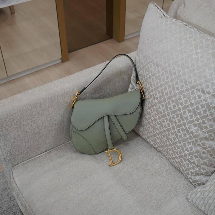 Dior saddle medium grained calfskin green GHW 2020 GARANSI AUTHENTIC 100%