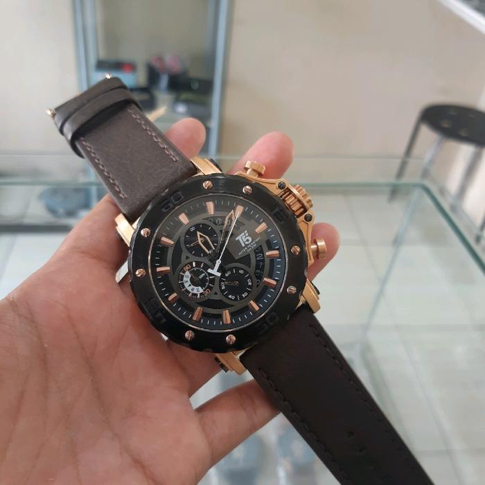 Jam Tangan Cowok T5 H 3641 G Original leat strap
