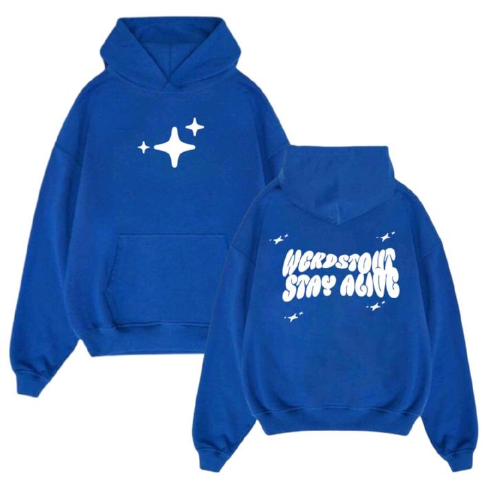 Hoodie Sweater Distro Stay Alive Unisex Biru Electric M-XXL oversized tie dye biru pas who navy
