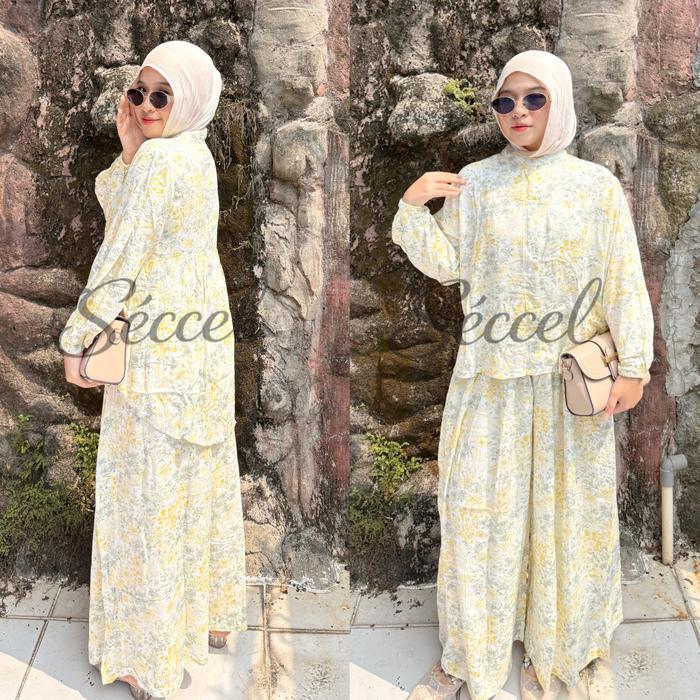 Seccel - Lafiye One Set Rayon Blouse Tangan Karet Kulot Lebar Over Size Setcel Wanita Busui Friendly