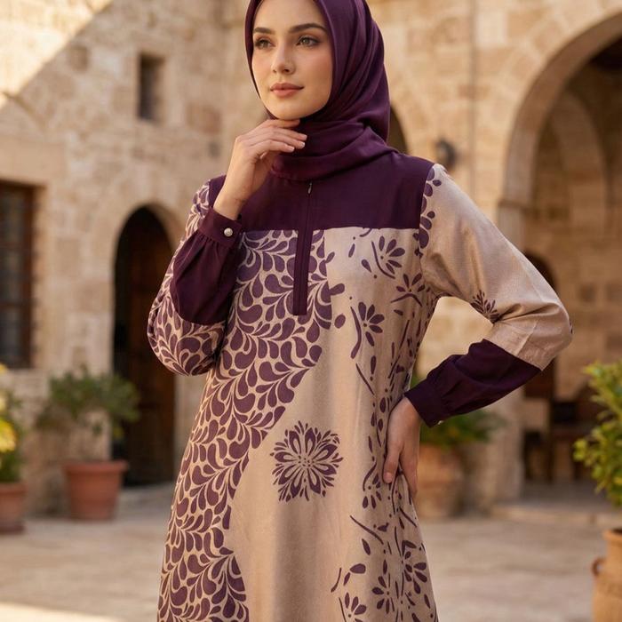 Inayah Batik Dress Gamis Muslim Wanita Dewasa Syari