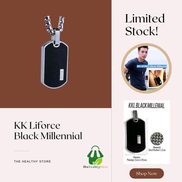 KK LIFORCE Black Millennial Pria/Anak Laki Laki Kalung Kesehatan Energi Skalar Made in USA Original 