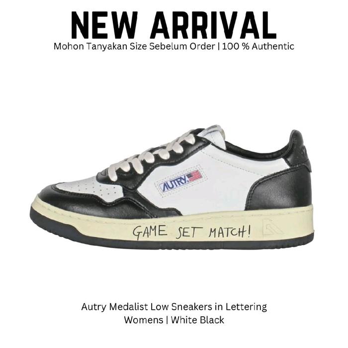 Autry Medalist Low in Lettering White Black Sepatu Sneakers Wanita Original 100 %
