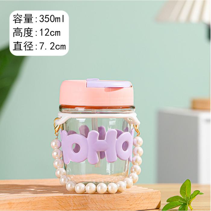 Gelas Minum Kaca HOHO Tumbler Kaca Aesthetic Cup Kaca Simple Elegan - Cangkir Bening Kaca Coffe