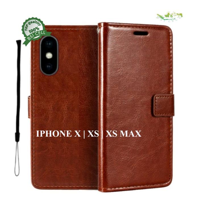 CASE IPHONE X | XS | XS MAX LEATHER CASE SARUNG HP DOMPET KULIT FLIP COVER CASE BUKA TUTUP KESING DO