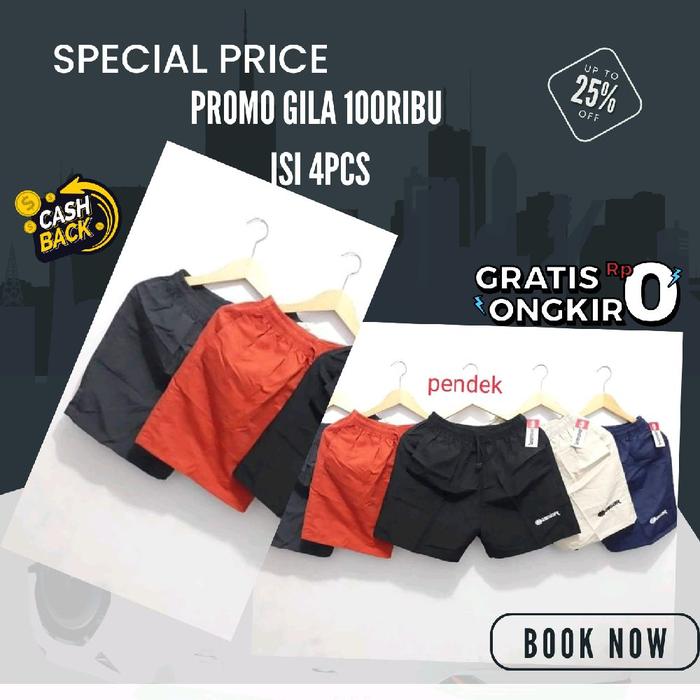 ( 5 Pcs 100Ribu ) Diskon Celana Eiger Pendek Kolor Pria dan Wanita Kantong Resleting Jahitan Bordir 