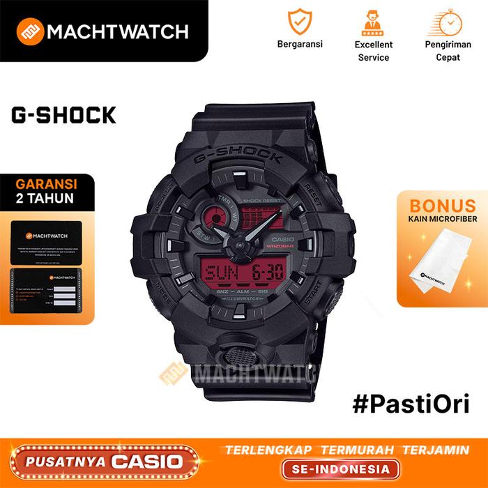 Jam Tangan Pria Casio G-Shock GA-700BBR-1ADR GA-700BBR GA700BBR Black and Bold Red Series Digital An