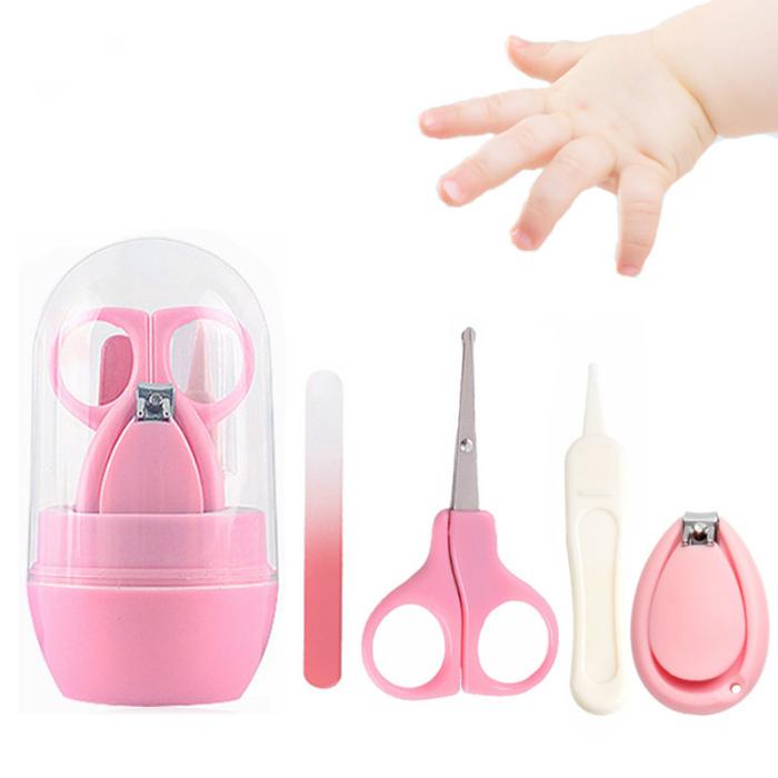 4Pcs/Set Baby Nail Trimmer Nail Scissors Nail Clippers Nail File and Tweezers Newborn Nail Care Set 