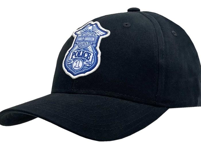 Topi Harley-Davidson (ORIGINAL) Mens Harley Police Patch Adjustable Snapback Baseball Cap - Hitam