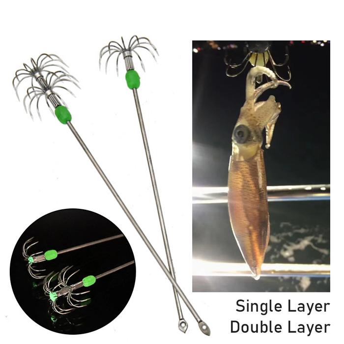 Kail Cumi Umbrella Hook Stainless Steel Glow Menyala / Squid Hook / Pancing Cumi Garong Umbrella Kai