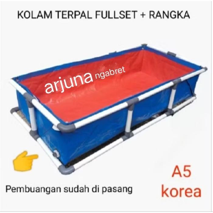 kolam terpal ikan ful set kerangka/terpal kolam ikan