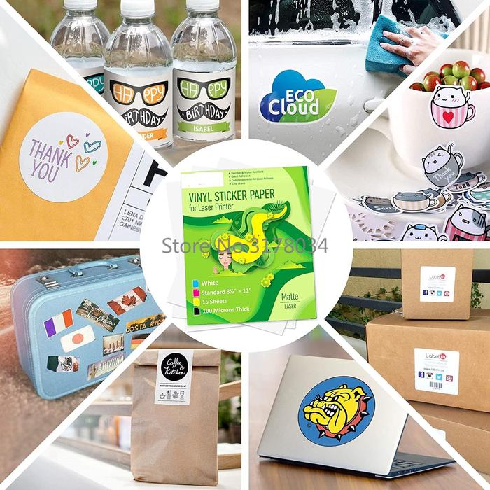 50 Sheets A4 Vinyl Sticker Paper for Laser Printer Matte White Self
