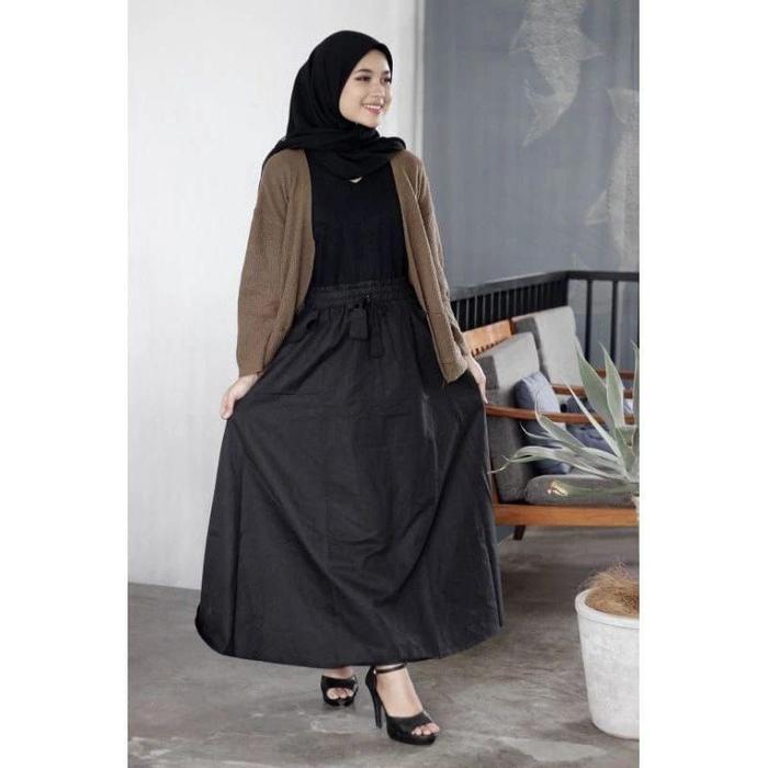 TERLARIS ROK PAYUNG PANJANG POLOS BAHAN KATUN CIGARET // ROK KOREAN STYLE