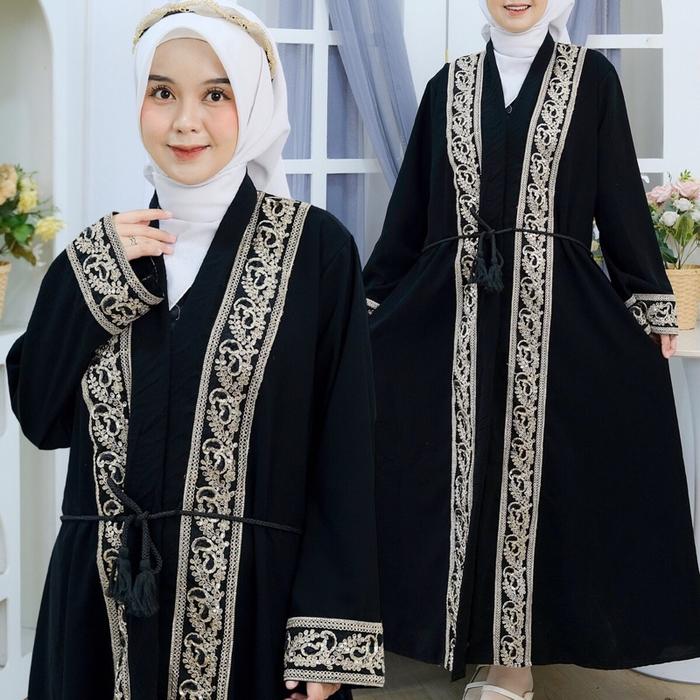 Abaya outer bordir renda mewah - abaya el ijaz outer bordir - outer mewah renda bordir TERBARU