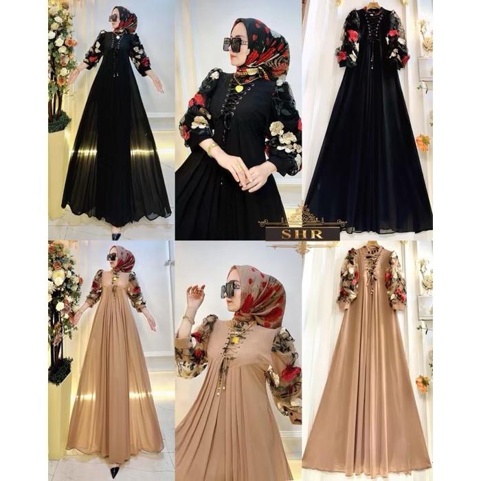 COD!! NEW!! MAXI DRES RAMPING FLOWER & SALUR LIST BAHAN WOLPISS PRINTING BB LD 106-108 / PB 140 ORI 